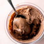 Ninja Creami chocolate malt ice cream with a spoon.