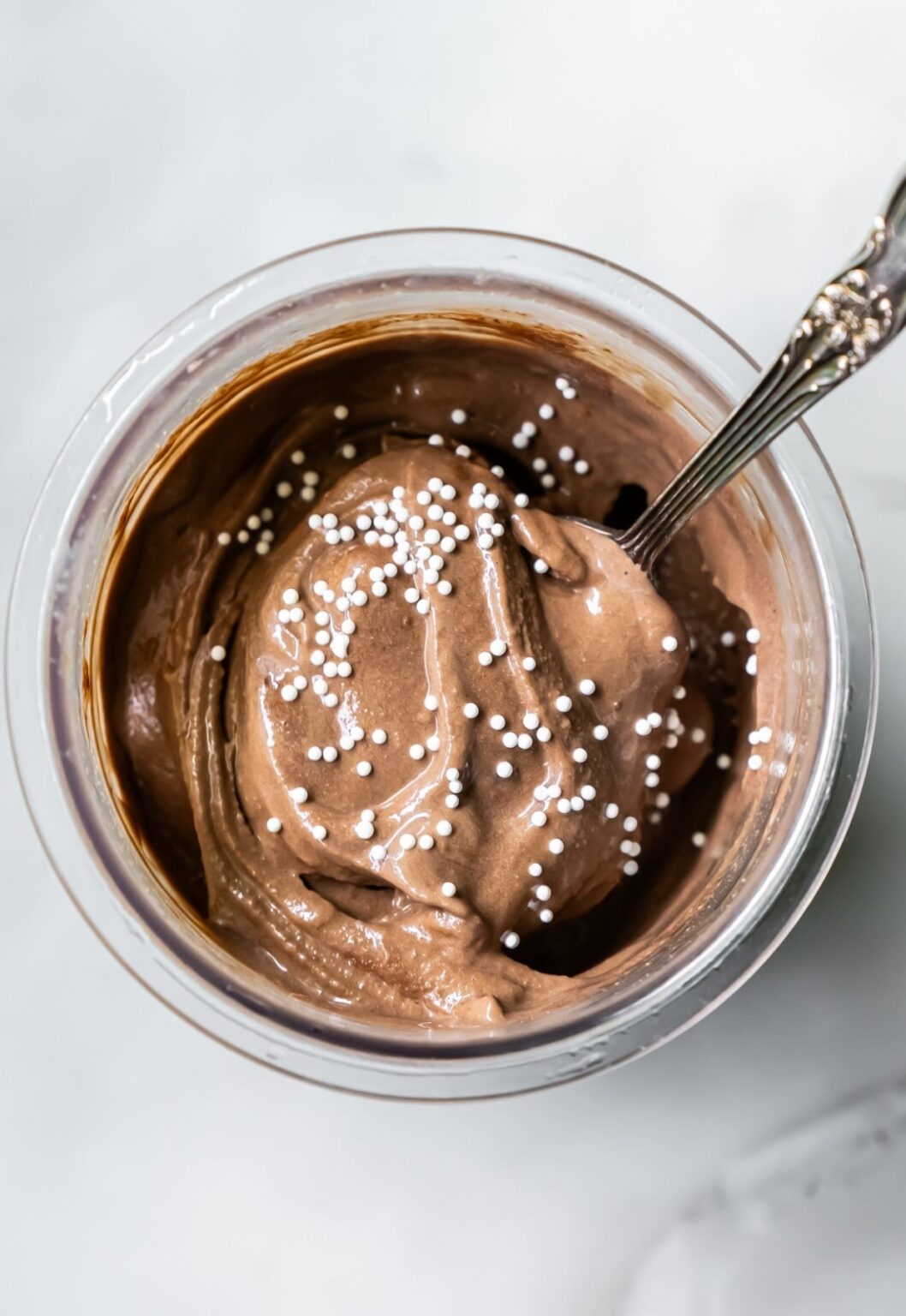 Dark Chocolate Protein Ice Cream spoon.