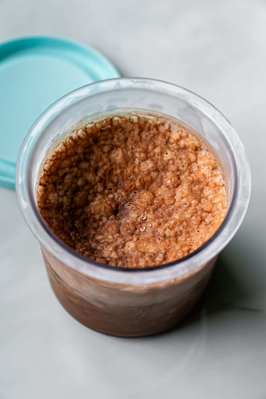 process of making Ninja Creami Dark Chocolate Protein Ice Cream
