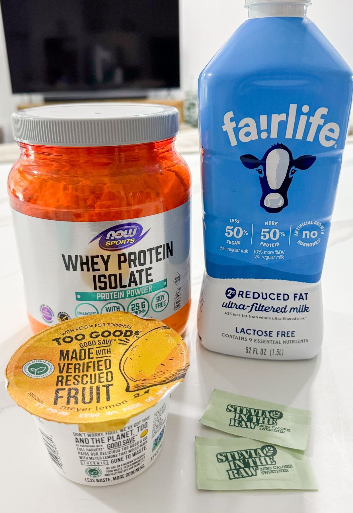ingredient shot of lemon protein ice cream.