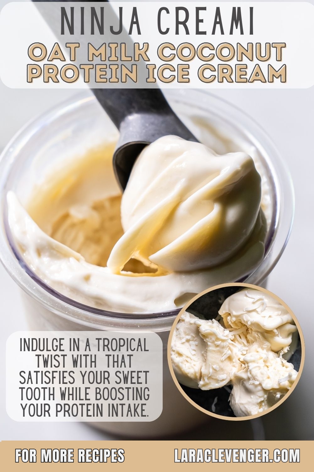 Pinterest image for Ninja Creami Oat Milk Coconut Protein Ice Cream