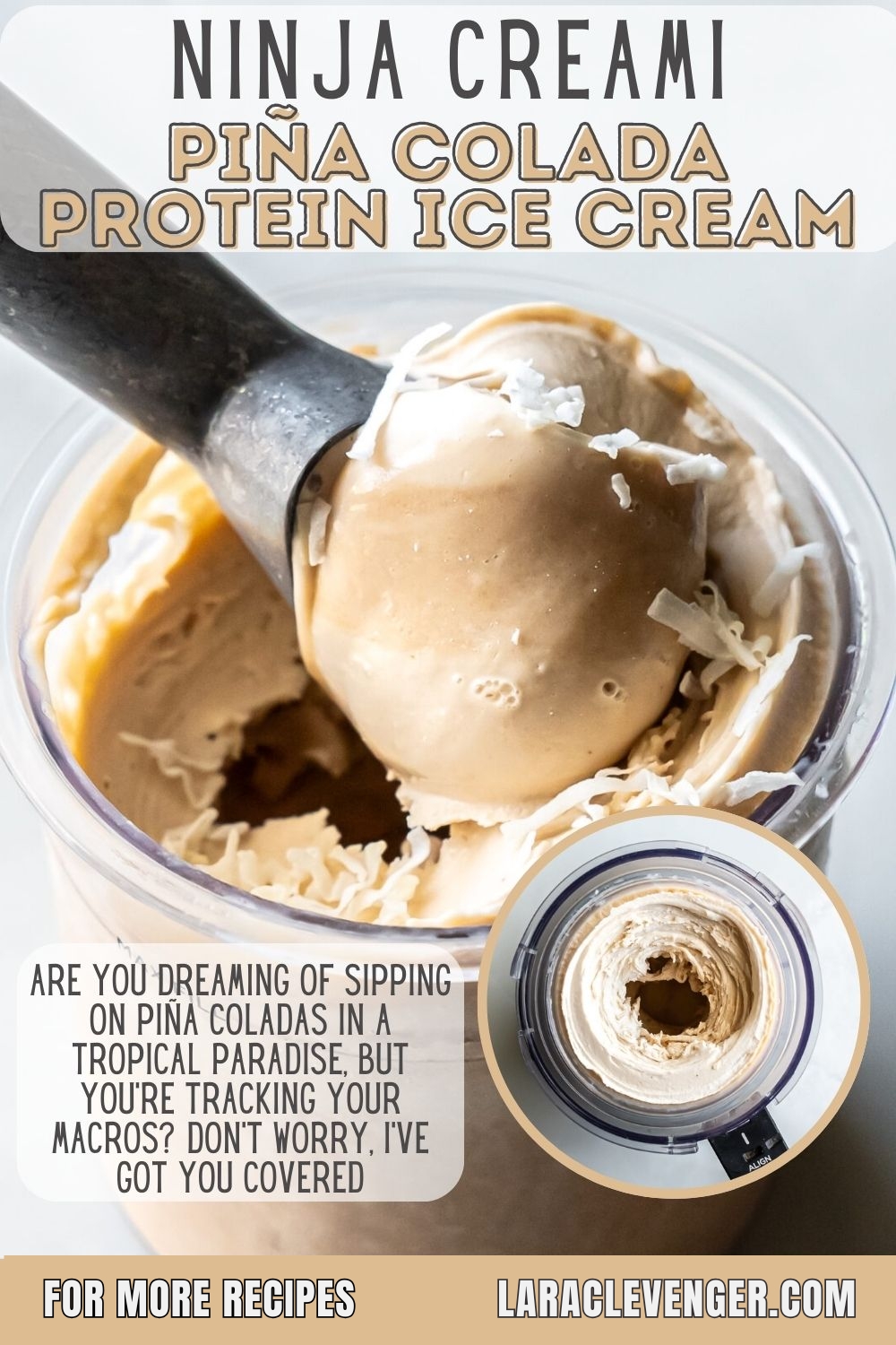 Pinterest image for Ninja Creami Piña Colada Protein Ice Cream recipe