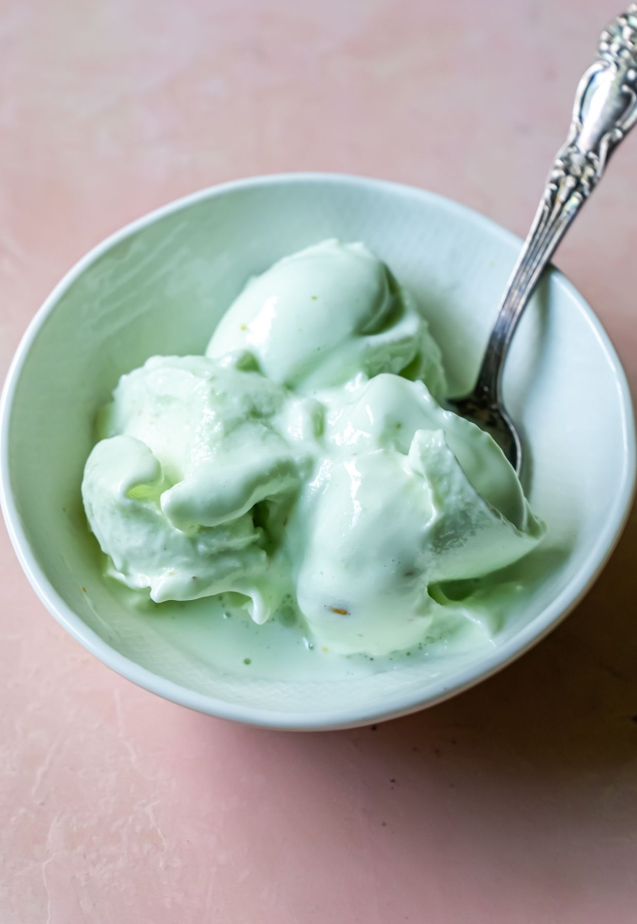 Pistachio Protein Ice Cream with spoon