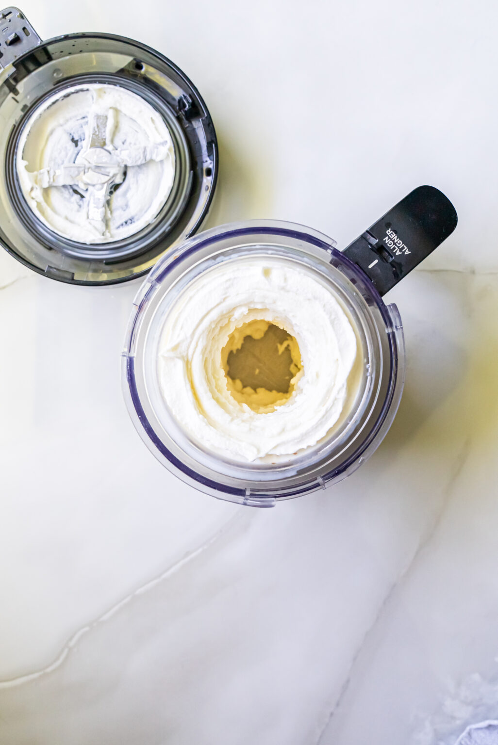 in progress shot of lemon protein ice cream.
