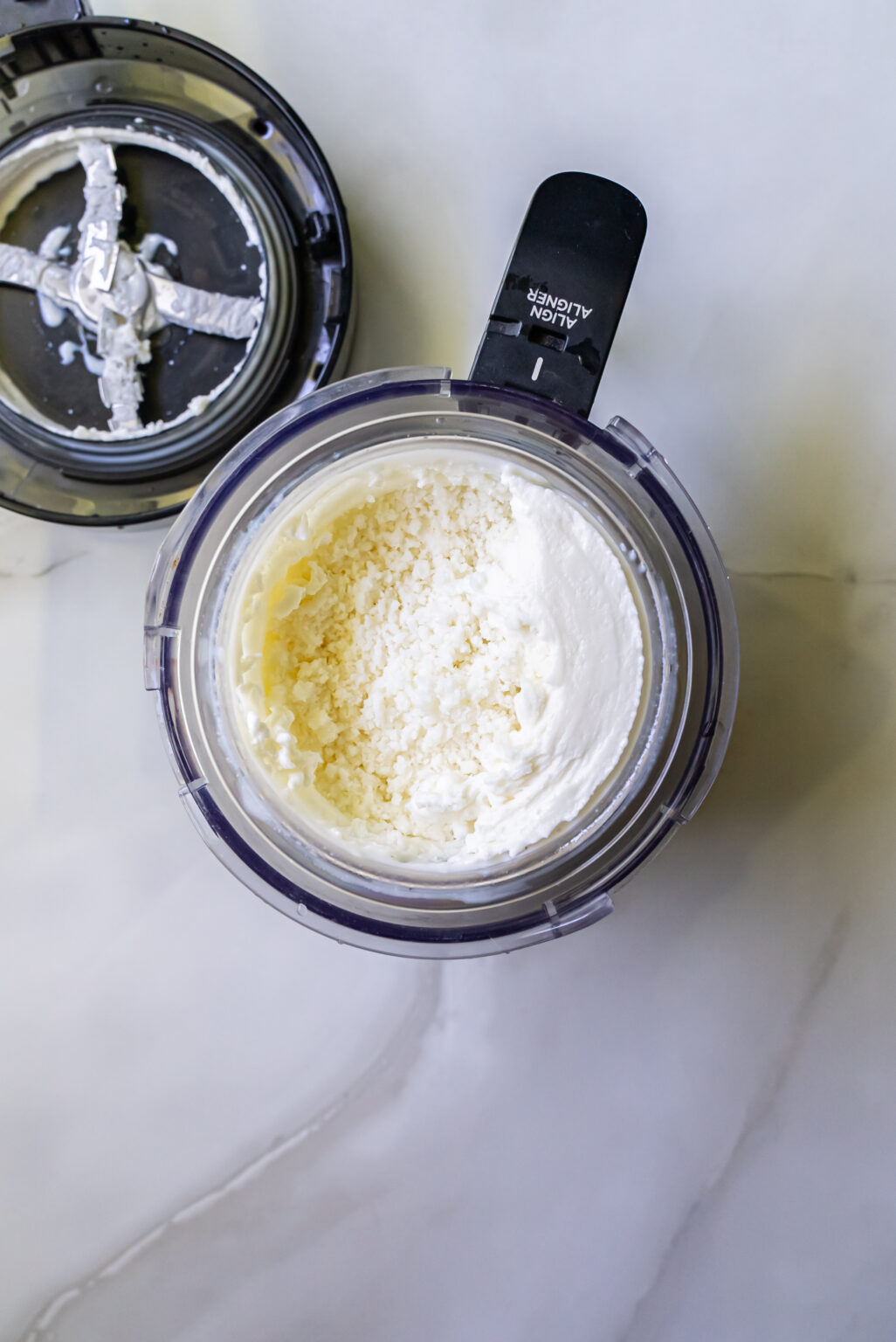 in progress shot of lemon protein ice cream.